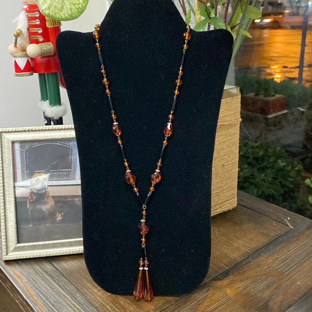 Vintage Amber glass beads long strands